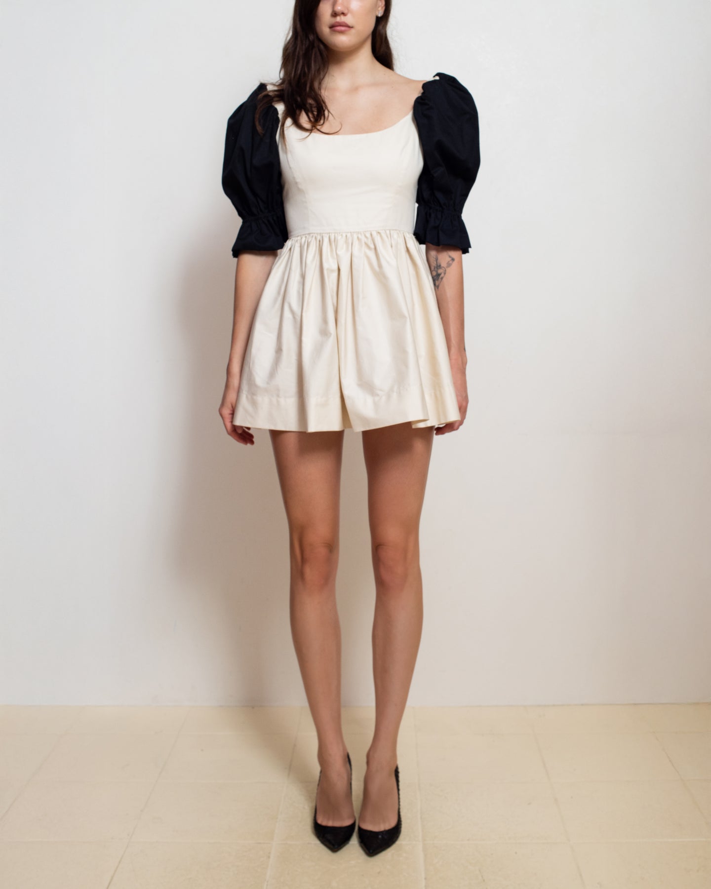 Zepherina Party Dress in Black and White Cotton